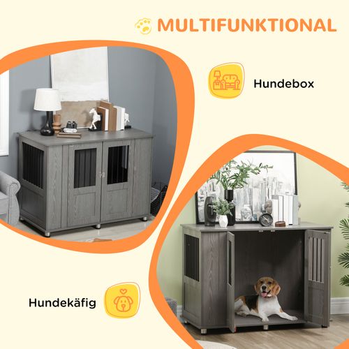 Cage Pour Chien, Métal, Avec Serrure, Porte Magnétique, Fenêtres, Pour Grands Chiens, Gris