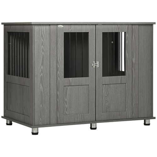 Cage Pour Chien, Métal, Avec Serrure, Porte Magnétique, Fenêtres, Pour Grands Chiens, Gris