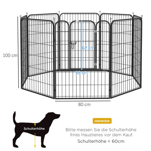 Enclos Pour Chiots, Métal, Avec Porte, 79x100cm, Noir