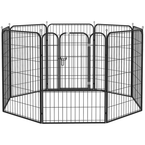 Enclos Pour Chiots, Métal, Avec Porte, 79x100cm, Noir