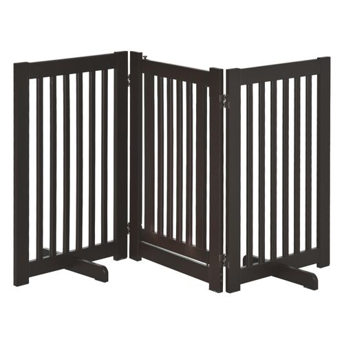 Clôture chien, Grille De Protection Freestanding En Bois, Ajustable Et Pliable, Marron Foncé