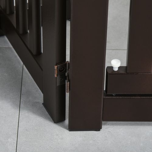 Clôture chien, Grille De Protection Freestanding En Bois, Ajustable Et Pliable, Marron Foncé