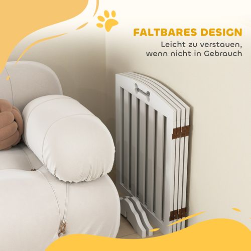 Barrière Pour Chien Pliable 4 Pièces En Métal Avec 2 Pieds De Support, Blanc