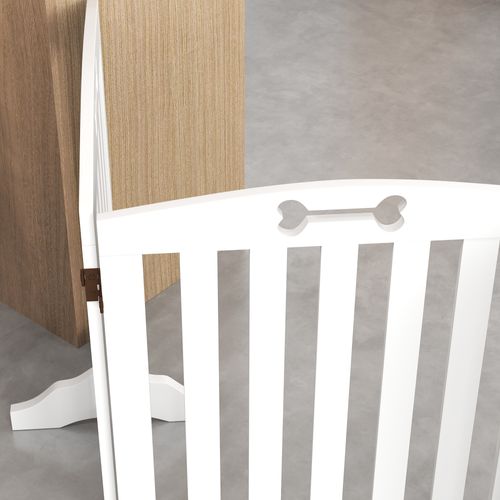 Barrière Pour Chien Pliable 4 Pièces En Métal Avec 2 Pieds De Support, Blanc