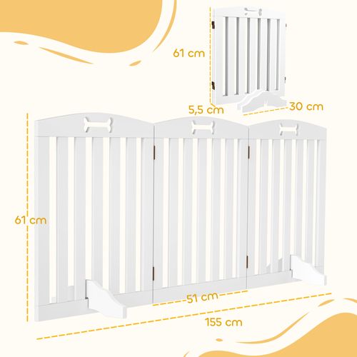 Clôture Pour Chien Pliable 3 Pièces, Métal, Sécurité, Blanc
