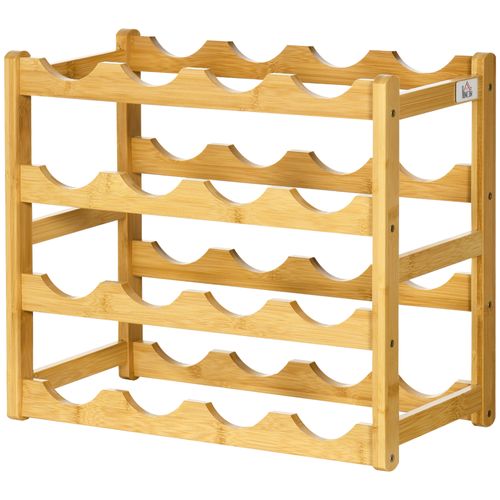 Navaris Porte-Bouteilles Étagère à Vin Horizontale Pliable Bambou - Pour 5 Bouteilles - Rangement Cuisine Déco