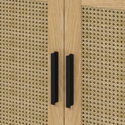 Meuble Sous Vasque En Bois D'eucalyptus Avec Espaces De Rangement, Effet Rotin, 60 X 39 X 60 Cm