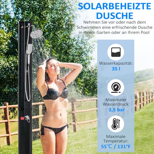 Douche Solaire 35l Plastique économique Avec Robinet Et Pommeau De Douche Pluie, Noir