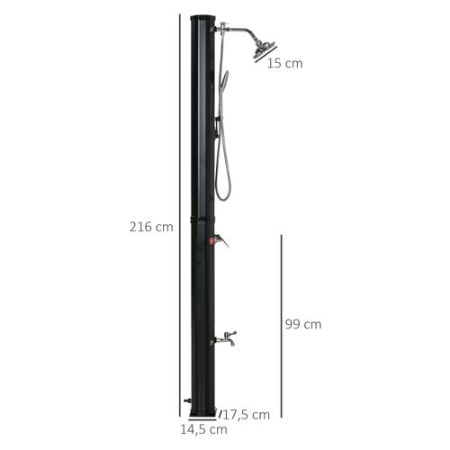 Douche Solaire 35l Plastique économique Avec Robinet Et Pommeau De Douche Pluie, Noir