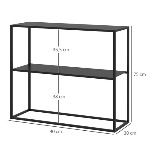 Table Console En Acier Avec 2 étagères Et Protection Anti-basculement 90x30x75 Cm