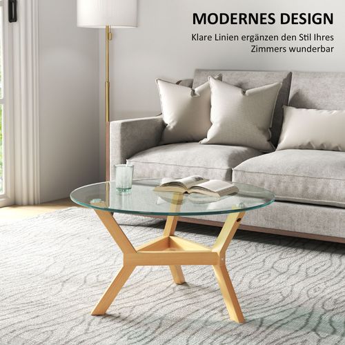 Table Basse En Verre Trempé, Table De Salon Avec Pieds Réglables, Cadre En Acier, Transparent