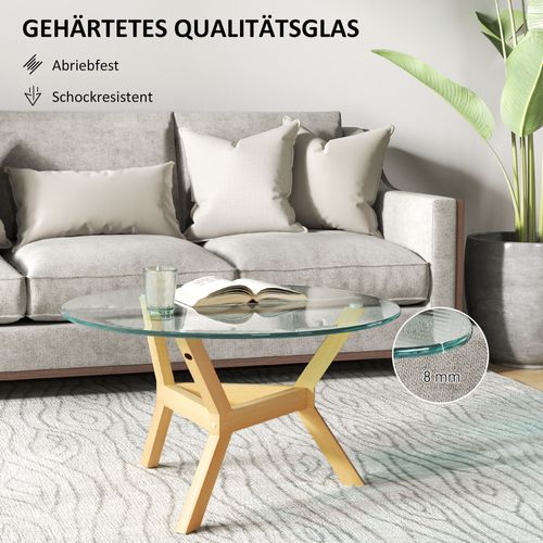 Table Basse En Verre Trempé, Table De Salon Avec Pieds Réglables, Cadre En Acier, Transparent