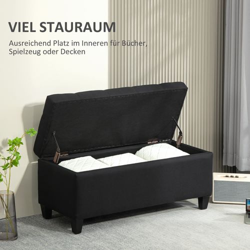 Banc D'entrée En Polyester, Avec Rangement, Noir 100 X 40 X 44 Cm