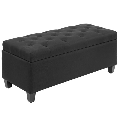 Banc D'entrée En Polyester, Avec Rangement, Noir 100 X 40 X 44 Cm