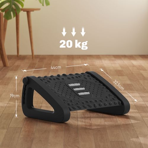 Repose-pieds En Plastique Ergonomique 6 Niveaux Réglable Avec Surface Massante, Noir