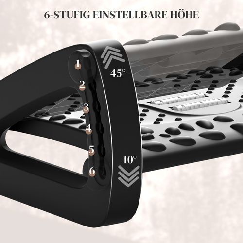 Repose-pieds En Plastique Ergonomique 6 Niveaux Réglable Avec Surface Massante, Noir