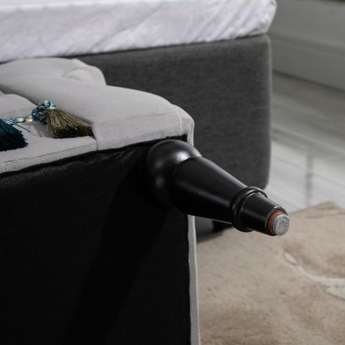 Banquette Élégante En Bois Polyester Mousse De Caoutchouc, 117x40x58cm Pour Salon Et Chambre, Gris