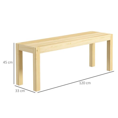 Banc 2 Places En Bois De Pin, Style Campagnard, Cuisine, Charge Max 240 Kg, Naturel 120x33x45cm