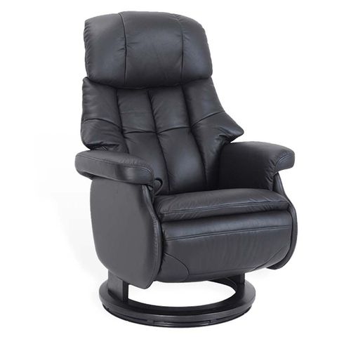 Fauteuil De Relaxation Design Avec Pouf Intégré  - Cosy - Cuir Noir