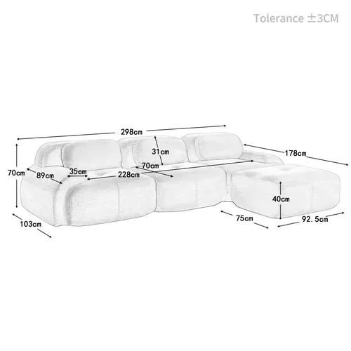 Canapé Compressé, Canapé D'angle Modulable, Design Ergonomique, Velours Côtelé, Gris