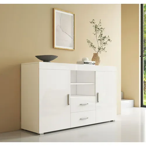 Bahut Buffet Pour Salon Salle à Manger En Blanc 140x40x80cm Roque