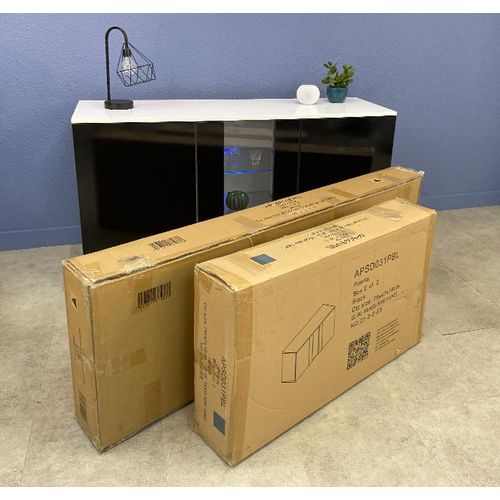 Bahut Buffet Pour Salon Salle à Manger En Noir Et Blanc Avec LED 120x40x70cm Luke A1