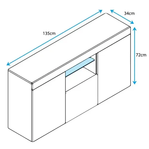Bahut Buffet Pour Salon Salle à Manger En Blanc Avec LED 135x34x72cm Sefora