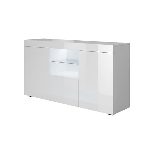 Bahut Buffet Pour Salon Salle à Manger En Blanc Avec LED 135x34x72cm Sefora