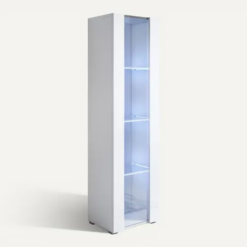 Vitrine Pour Salon Salle à Manger En Blanc Avec LED 40x29x167cm Luke V5