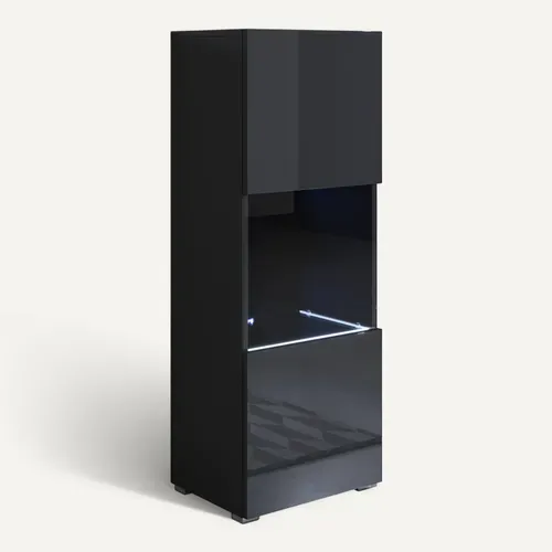 Vitrine Pour Salon Salle à Manger En Noir Avec LED 40x29x128cm Luke V3