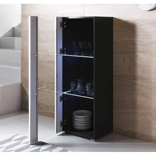 Vitrine Pour Salon Salle à Manger En Noir Et Blanc Avec LED 40x29x128cm Luke V2