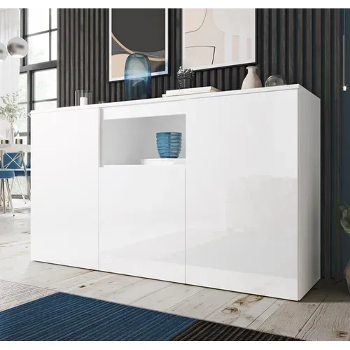 Bahut Buffet Pour Salon Salle à Manger En Blanc 140x40x80cm Nevada