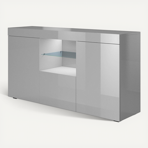 Bahut Buffet Pour Salon Salle à Manger En Gris Avec LED 135x34x72cm Sefora
