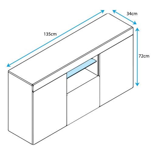 Bahut Buffet Pour Salon Salle à Manger En Gris Avec LED 135x34x72cm Sefora