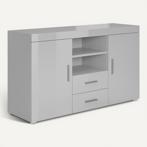 Bahut Buffet Pour Salon Salle à Manger En Gris 140x40x80cm Roque
