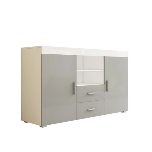 Bahut Buffet Pour Salon Salle à Manger En Blanc Et Gris 140x40x80cm Roque