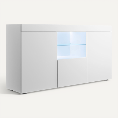 Bahut Buffet Pour Salon Salle à Manger En Blanc Avec LED 150x40x80cm Natolia