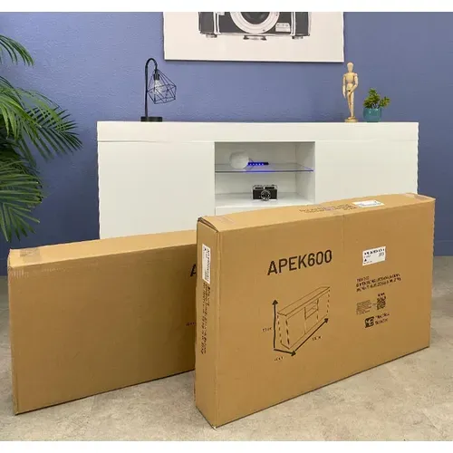 Bahut Buffet Pour Salon Salle à Manger En Blanc Avec LED 150x40x80cm Natolia