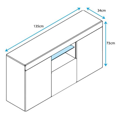 Bahut Buffet Pour Salon Salle à Manger En Blanc Et Noir Avec LED 135x34x73cm Sefora