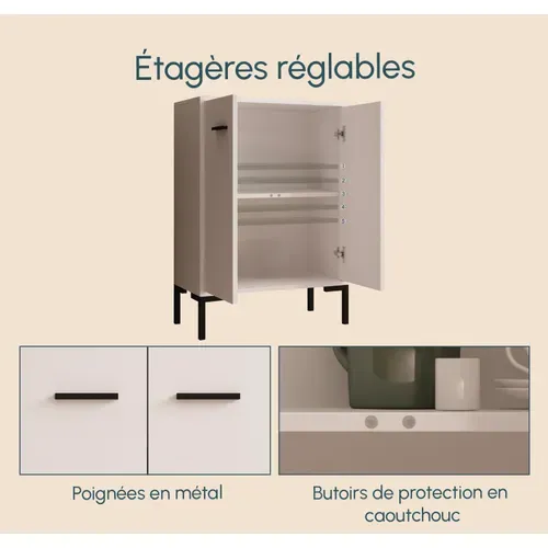 Bahut Buffet Bas Pour Salon Salle à Manger En Blanc 60x30x84cm Lander L15