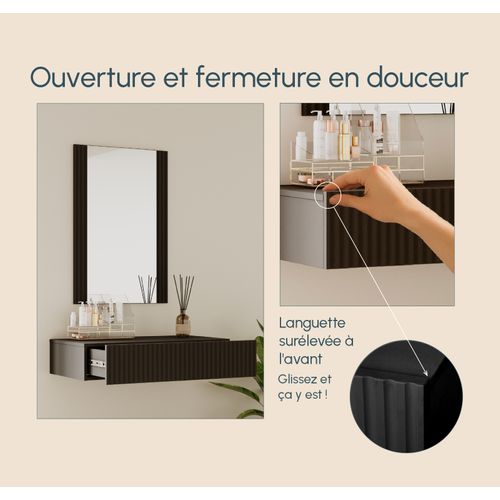 Coiffeuse Pour Chambre à Coucher En Noir 80x42x97cm Velia