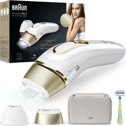 Épilateur Ipl à Lumière Pulsée Silk·expert Pro 5 Or/blanc, Capteur De Teinte