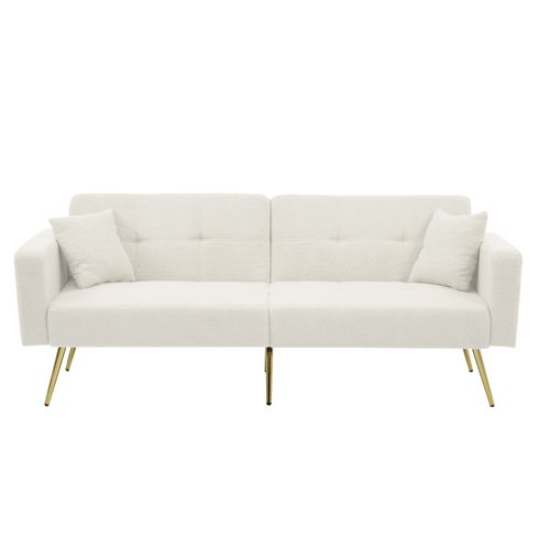 Canapé Convertible En Tissu - Blanc