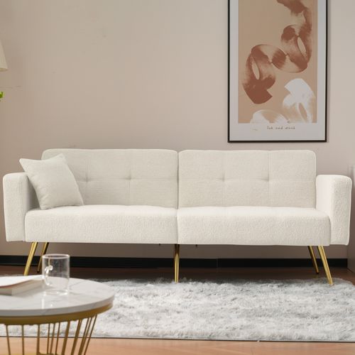 Canapé Convertible En Tissu - Blanc