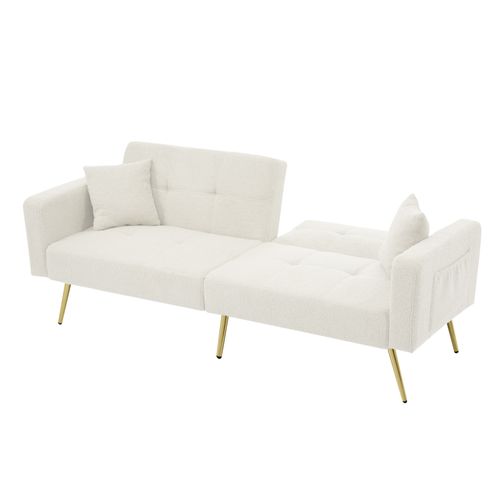 Canapé Convertible En Tissu - Blanc