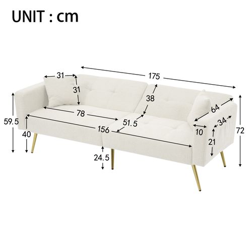 Canapé Convertible En Tissu - Blanc