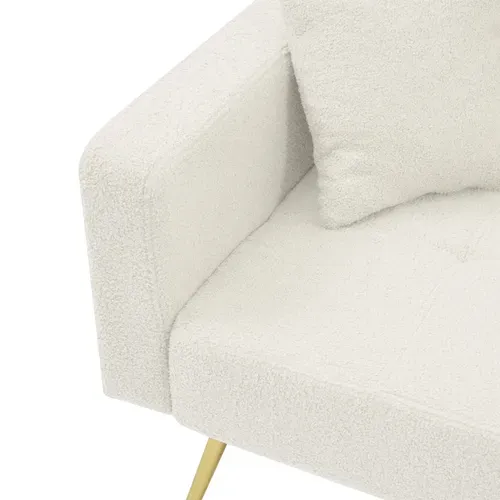 Canapé Convertible En Tissu - Blanc