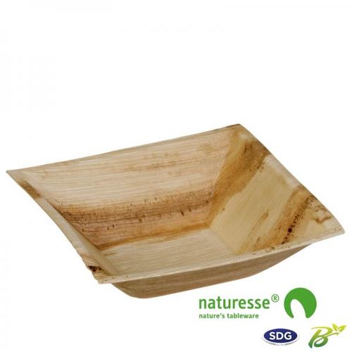 Lot De 100 Assiettes Carrées En Feuille De Palmier 15x15 Cm - Vaisselle Jetable Compostable Naturelle