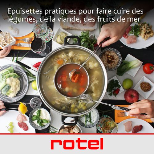 Appareil à Fondue Chinoise 2 Compartiments Avec Fourchettes Et Passoires Rotel