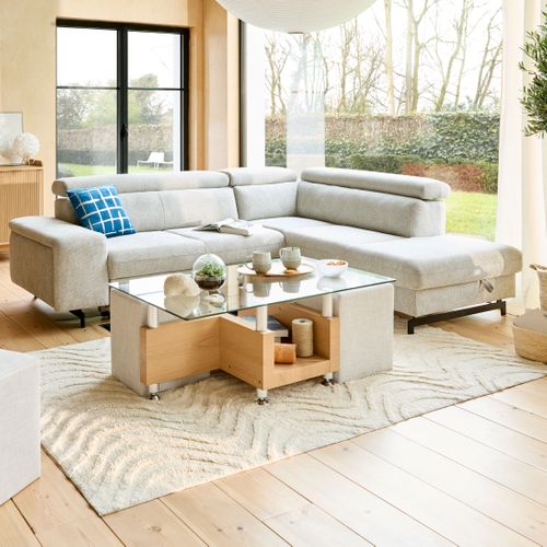 Canapé d'angle convertible EMMA droit orlando sable